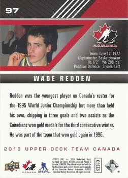 2013 Upper Deck Team Canada #97 Wade Redden Back