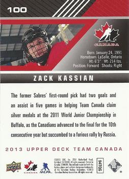 2013 Upper Deck Team Canada #100 Zack Kassian Back