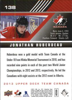 2013 Upper Deck Team Canada #138 Jonathan Huberdeau Back