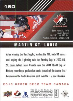 2013 Upper Deck Team Canada #160 Martin St. Louis Back