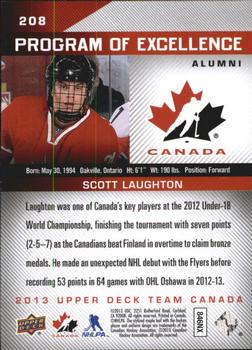 2013 Upper Deck Team Canada #208 Scott Laughton Back