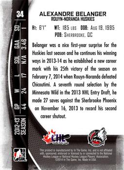 2013-14 In The Game Between the Pipes #34 Alexandre Belanger Back