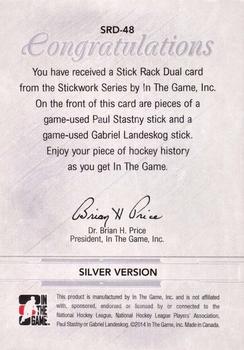 2013-14 In The Game StickWork - Stickrack Dual Silver #SRD-48 Paul Stastny / Gabriel Landeskog Back