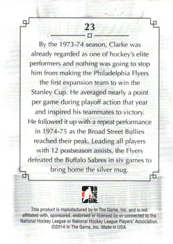 2013-14 In The Game Lord Stanley's Mug #23 Bobby Clarke Back