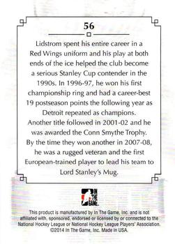 2013-14 In The Game Lord Stanley's Mug #56 Nicklas Lidstrom Back