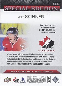 2013 Upper Deck Team Canada - Special Edition #SE37 Jeff Skinner Back
