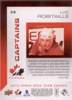 2013 Upper Deck Team Canada - Captains #C8 Luc Robitaille Back