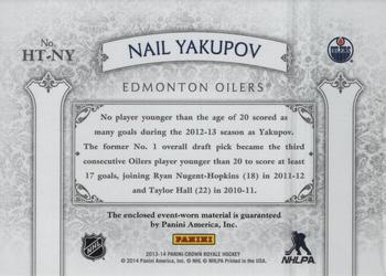 2013-14 Panini Crown Royale - Heirs to the Throne Materials #HT-NY Nail Yakupov Back