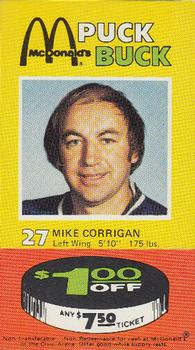 1977-78 McDonald's Puck Bucks Pittsburgh Penguins #NNO Mike Corrigan Front