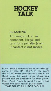 1977-78 McDonald's Puck Bucks Pittsburgh Penguins #NNO Syl Apps Back