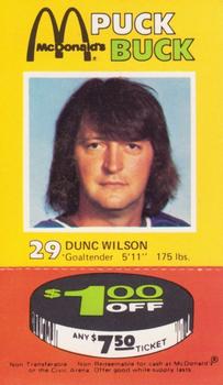 1977-78 McDonald's Puck Bucks Pittsburgh Penguins #NNO Dunc Wilson Front