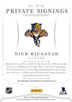 2013-14 Panini Dominion - Private Signings #PS-BJ Nick Bjugstad Back