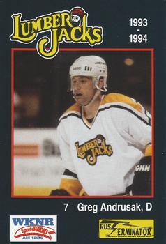1993-94 Cleveland Lumberjacks (IHL) #8 Greg Andrusak Front