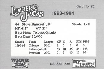1993-94 Cleveland Lumberjacks (IHL) #23 Steve Bancroft Back