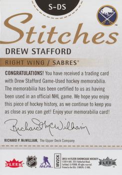 2013-14 Fleer Showcase - Stitches #S-DS Drew Stafford Back