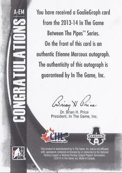 2013-14 In The Game Between the Pipes - GoalieGraphs #A-EM Etienne Marcoux Back