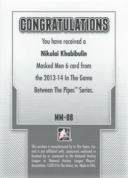 2013-14 In The Game Between the Pipes - Masked Men 6 Red #MM-08 Nikolai Khabibulin Back