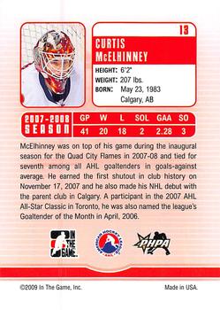2008-09 In The Game Between The Pipes #13 Curtis McElhinney Back