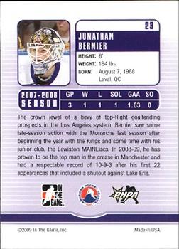 2008-09 In The Game Between The Pipes #23 Jonathan Bernier Back