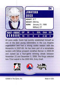 2008-09 In The Game Between The Pipes #24 Jonathan Quick Back