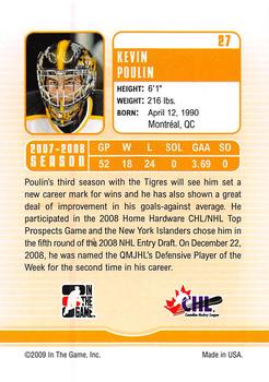 2008-09 In The Game Between The Pipes #27 Kevin Poulin Back