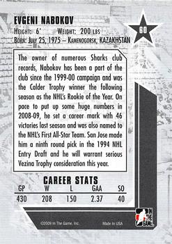 2008-09 In The Game Between The Pipes #60 Evgeni Nabokov Back