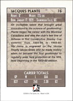 2008-09 In The Game Between The Pipes #76 Jacques Plante Back