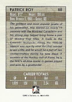 2008-09 In The Game Between The Pipes #88 Patrick Roy Back