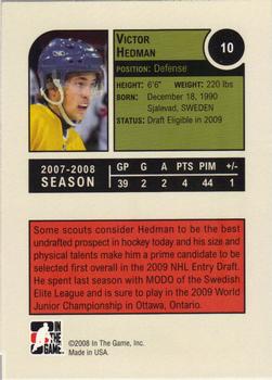 2008-09 In The Game Heroes and Prospects #10 Victor Hedman Back