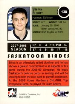 2008-09 In The Game Heroes and Prospects #138 Stefan Elliott Back