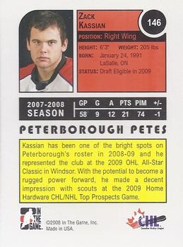 2008-09 In The Game Heroes and Prospects #146 Zack Kassian Back