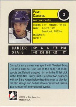 2008-09 In The Game Heroes and Prospects #3 Pavel Datsyuk Back