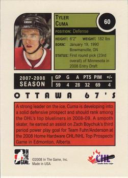 2008-09 In The Game Heroes and Prospects #60 Tyler Cuma Back