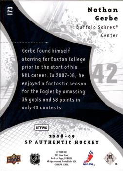 2008-09 SP Authentic #173 Nathan Gerbe Back