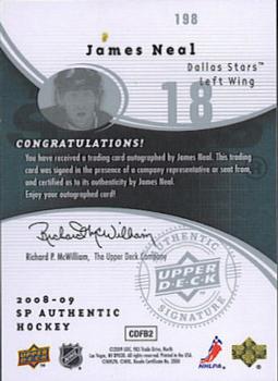 2008-09 SP Authentic #198 James Neal Back