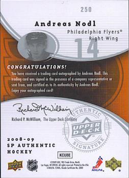 2008-09 SP Authentic #250 Andreas Nodl Back