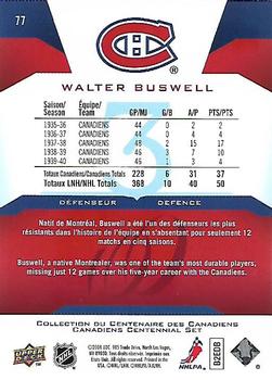 2008-09 Upper Deck Montreal Canadiens Centennial #77 Walter Buswell Back