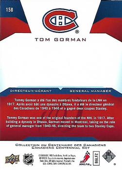 2008-09 Upper Deck Montreal Canadiens Centennial #158 Tom P. Gorman Back