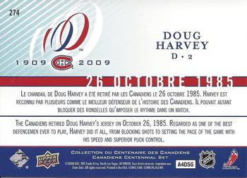 2008-09 Upper Deck Montreal Canadiens Centennial #274 Doug Harvey Back