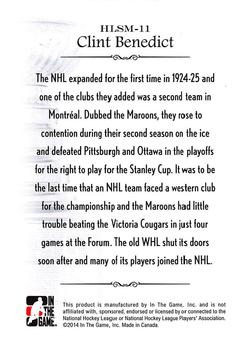 2013-14 In The Game Lord Stanley's Mug - History of Lord Stanley's Mug #HLSM-11 Clint Benedict Back
