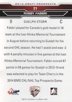 2014 In The Game Draft Prospects #21 Robby Fabbri Back