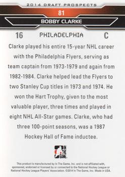 2014 In The Game Draft Prospects #81 Bobby Clarke Back