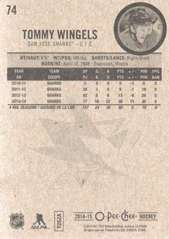 2014-15 O-Pee-Chee #74 Tommy Wingels Back