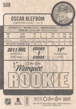 2014-15 O-Pee-Chee #508 Oscar Klefbom Back