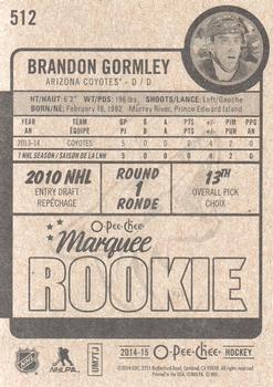 2014-15 O-Pee-Chee #512 Brandon Gormley Back