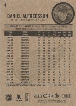 2014-15 O-Pee-Chee #4 Daniel Alfredsson Back
