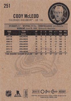 2014-15 O-Pee-Chee #251 Cody McLeod Back