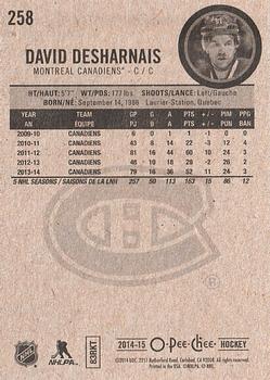 2014-15 O-Pee-Chee #258 David Desharnais Back