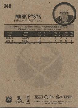 2014-15 O-Pee-Chee #348 Mark Pysyk Back