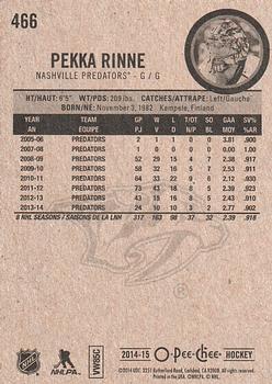 2014-15 O-Pee-Chee #466 Pekka Rinne Back